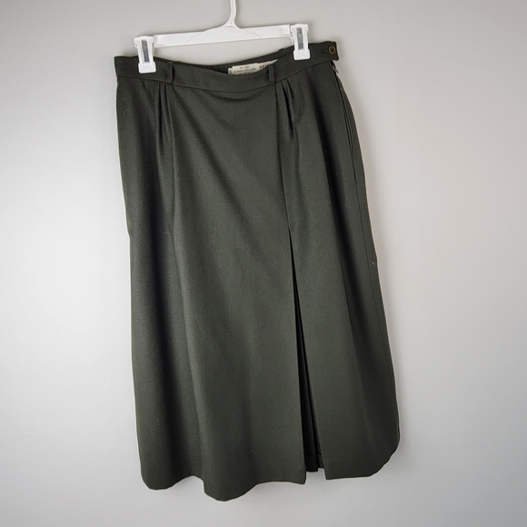 Vintage Beltrami Olive Green 100% Wool Pleat Skirt SZ M - Picture 7 of 16
